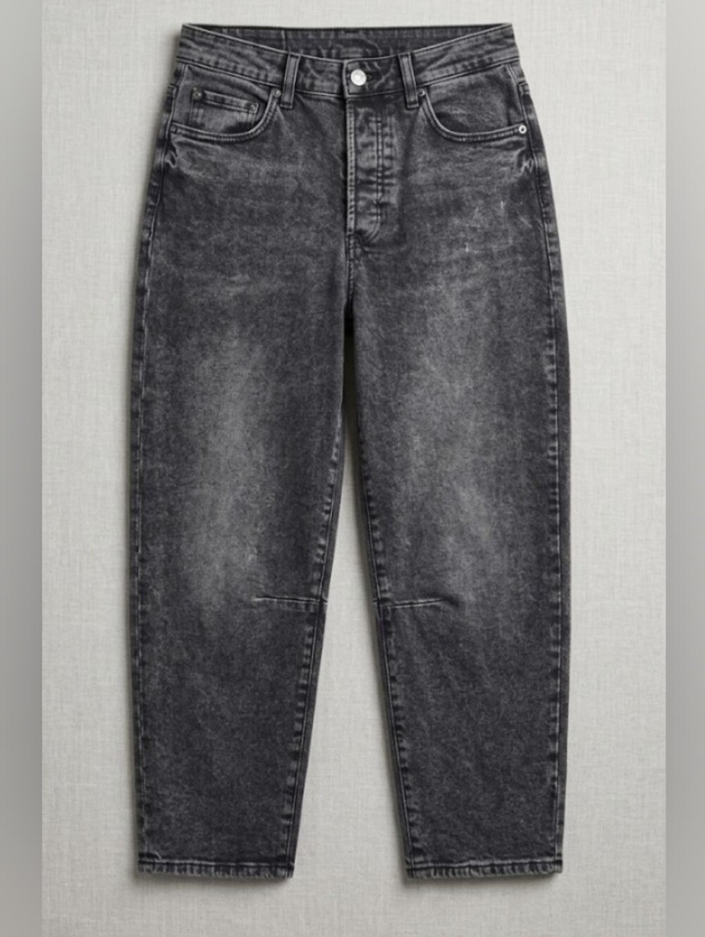 Nicole Miller High Rise Dark Grey Acid Wash Cropped Barrel Leg Jeans (Sz 10)
